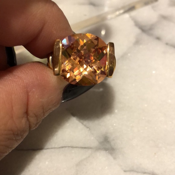 Amazing Larger Topaz Crystal/Rhodium Two Tone Ring-boutique- 6, 7 or 8 - Picture 8 of 8
